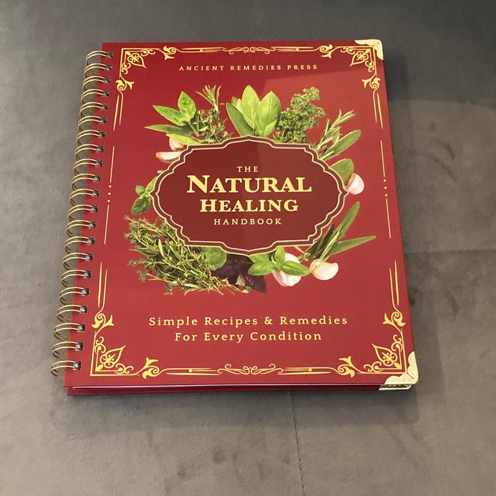The Natural Healing Handbook Spiral Journal - Red with Gold Accents